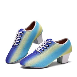 Breathable Women Shoes  Oxford Practice Dance Shoes Square Canvas Ballroom Dance Shoes Net Teacher Shoes Sports