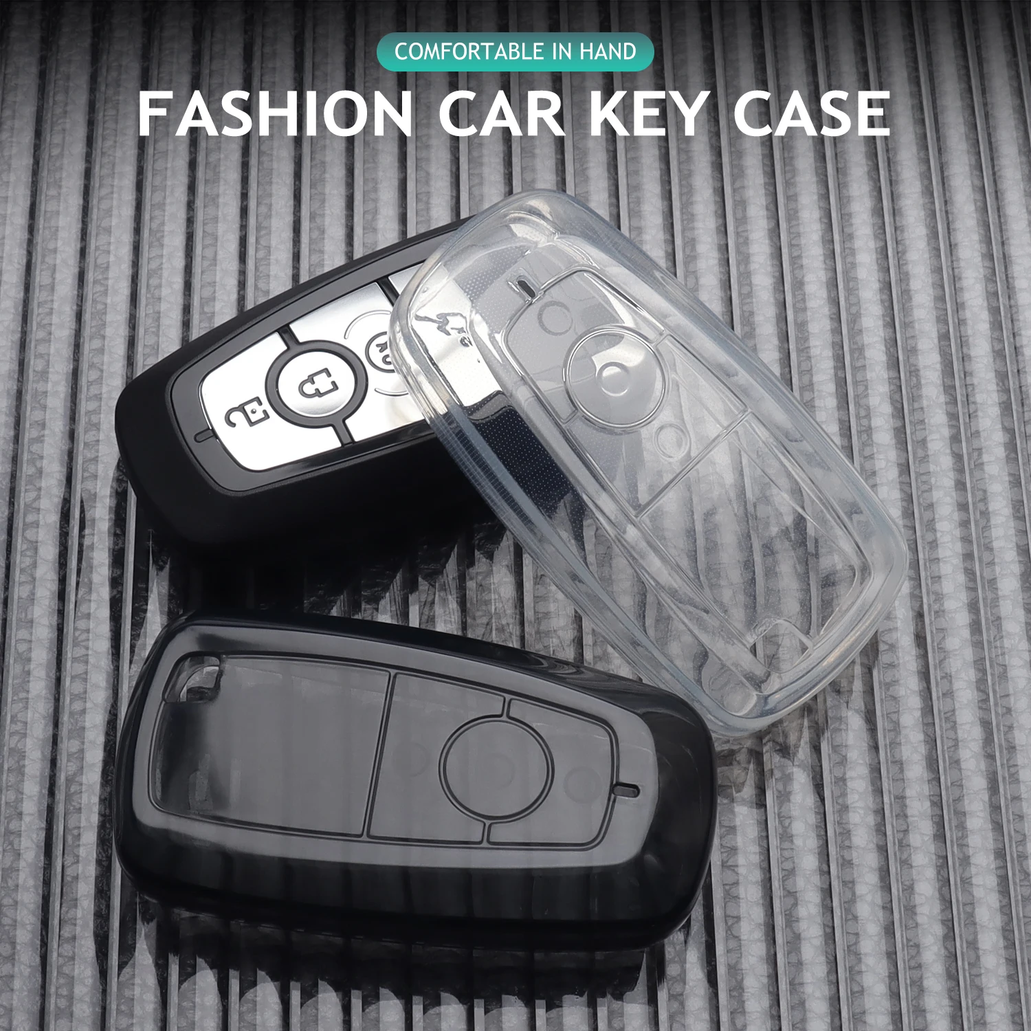 Funda transparente de TPU para llave de coche, funda para Ford Fusion Mustang Kuga Ecosport Explorer F-150 F-250 F-350 F-450 F-550 Raptor F150 Fob
