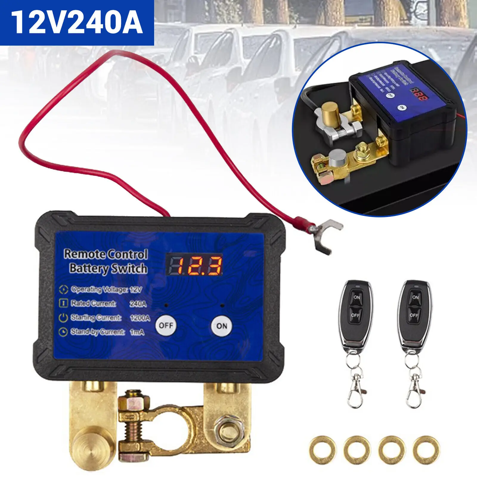 

Дистанционный выключатель аккумулятора 12 В/24 В 240 А, аварийный выключатель, светодиодный дисплей вольтметра