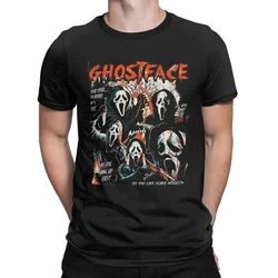 Men Pure Cotton for Male T-Shirts O Neck 90s Scream Movie Horror Tees Short Sleeve Tops Ghostfaces Scream Splatter T Shirts