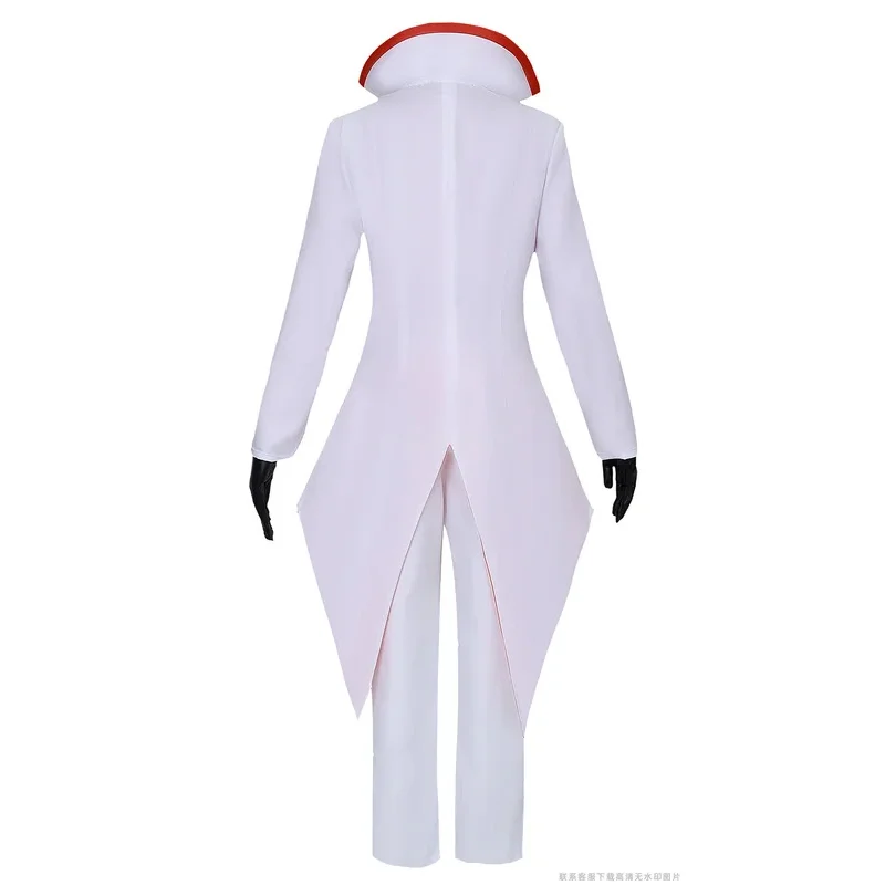 

25COSHazbin аниме отель Люцифер косплей костюм белые костюмы пальто шляпа рубашка брюки реквизит мужские косплей наряды для Хэллоуина