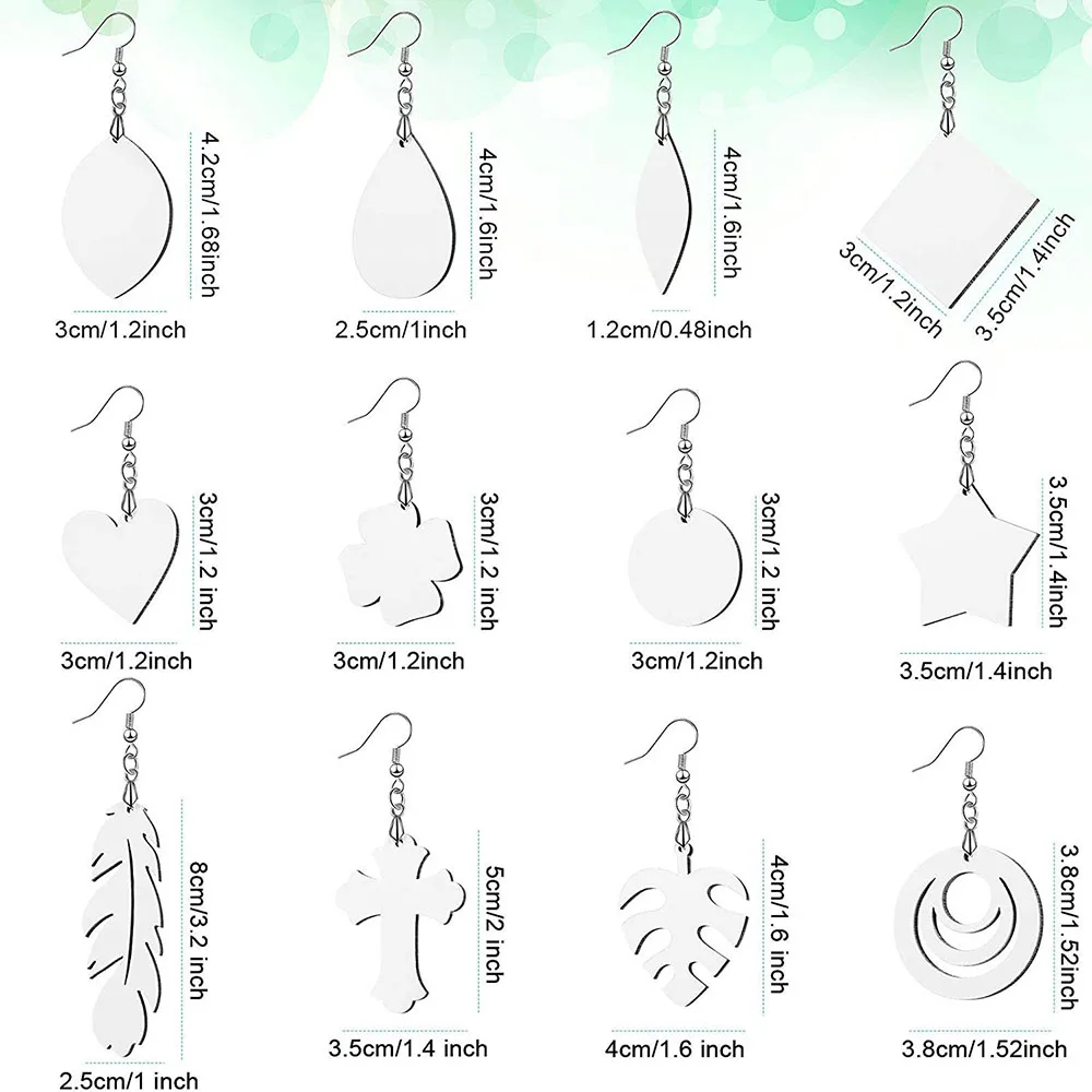 32pcs Sublimation Earring Blank Heat Transfer Wire Hooks Earrings Unfinished Wood Teardrop Earring Pendants with Earring Hooks