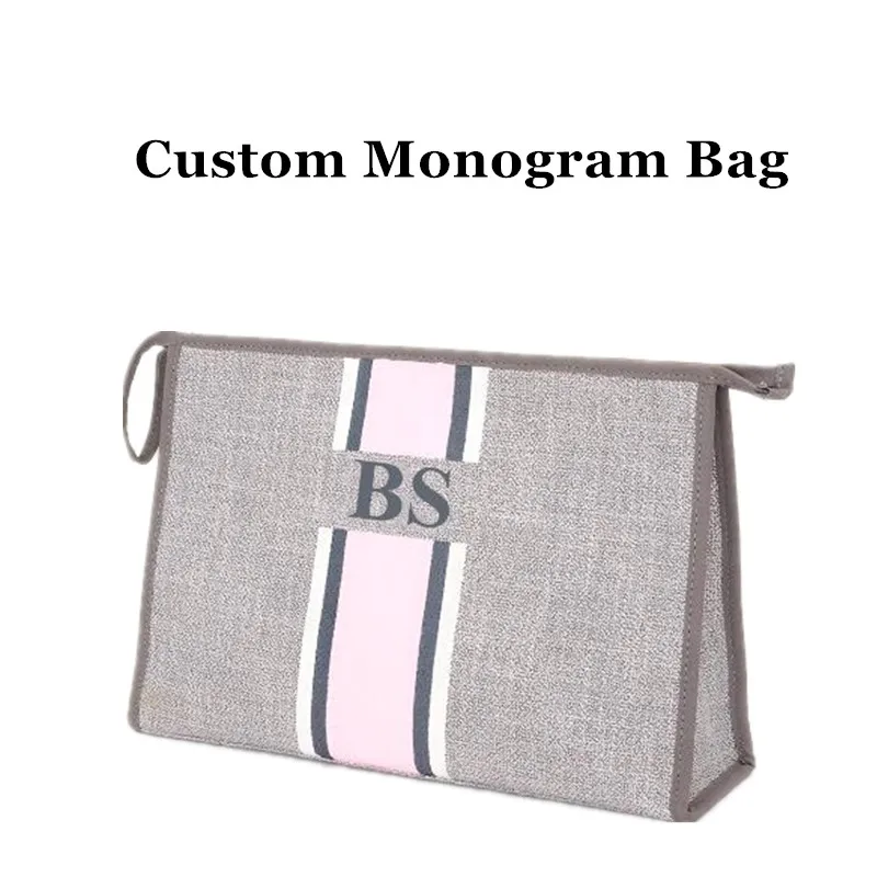 Personalized Monogram Tote Bag Customised Chain Handbag White Stripe Initials Beach Holiday Canvas Tote Bag Bride Gifts