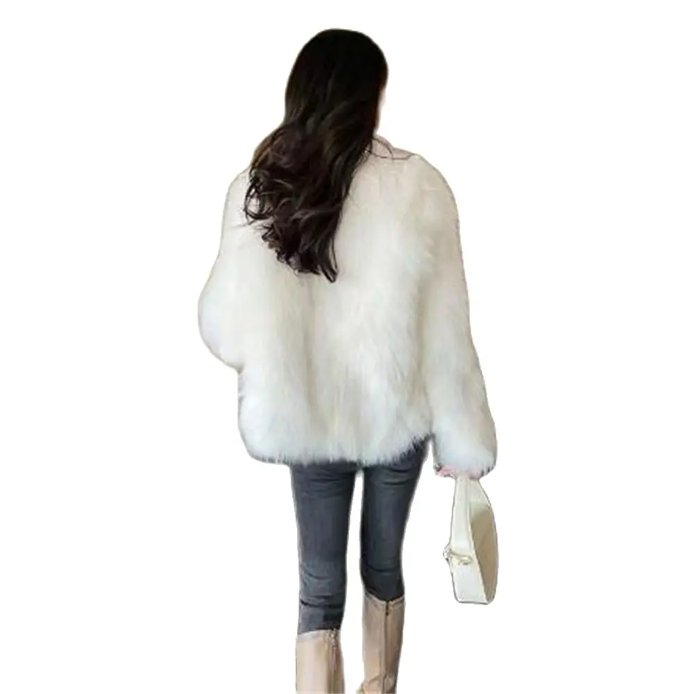 Elegant Lmitation Foxขนสัตว์ผู้หญิงเสื้อกันหนาวฤดูหนาว2024หนาOuterwear Furry Faux Fur Jacketเสื้อผ้าอุ่นเสื้อ