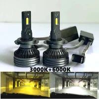 Bombilla LED para faros delanteros H11, luz antiniebla para coche 9005 HB3 9006 HB4 9012 H7 H1 H3 H4, lámpara automática Canbus bicolor blanca y amarilla 90W 2 uds