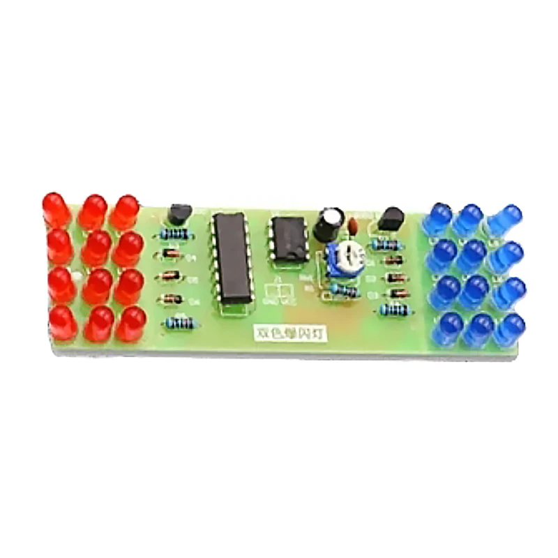 Red Blue Double Color Flashing Lights DIY Kit Strobe NE555 + CD4017 Electronic Practice Learning Kits Suite Parts Gift