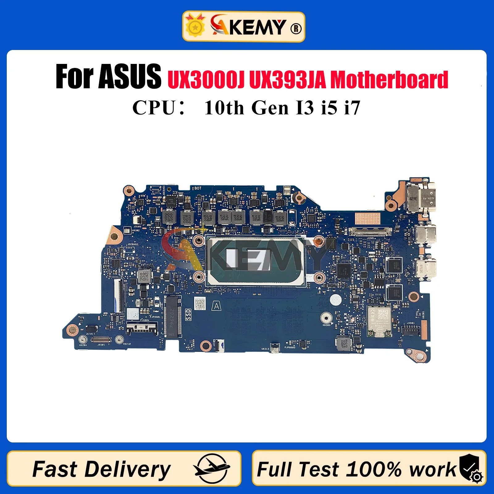 

UX393JA Laptop Motherboard For ASUS ZenBook UX393J UX3000J UX393JA Notebook Mainboard With 10th Gen I3 i5 i7 100% tests OK stk