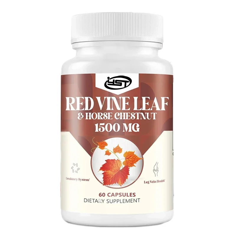 Red Vine Leaf and Horse Chestnut Extract Capsule Supplement, 60 capsules for healthy veins, circulation, heart, and skin