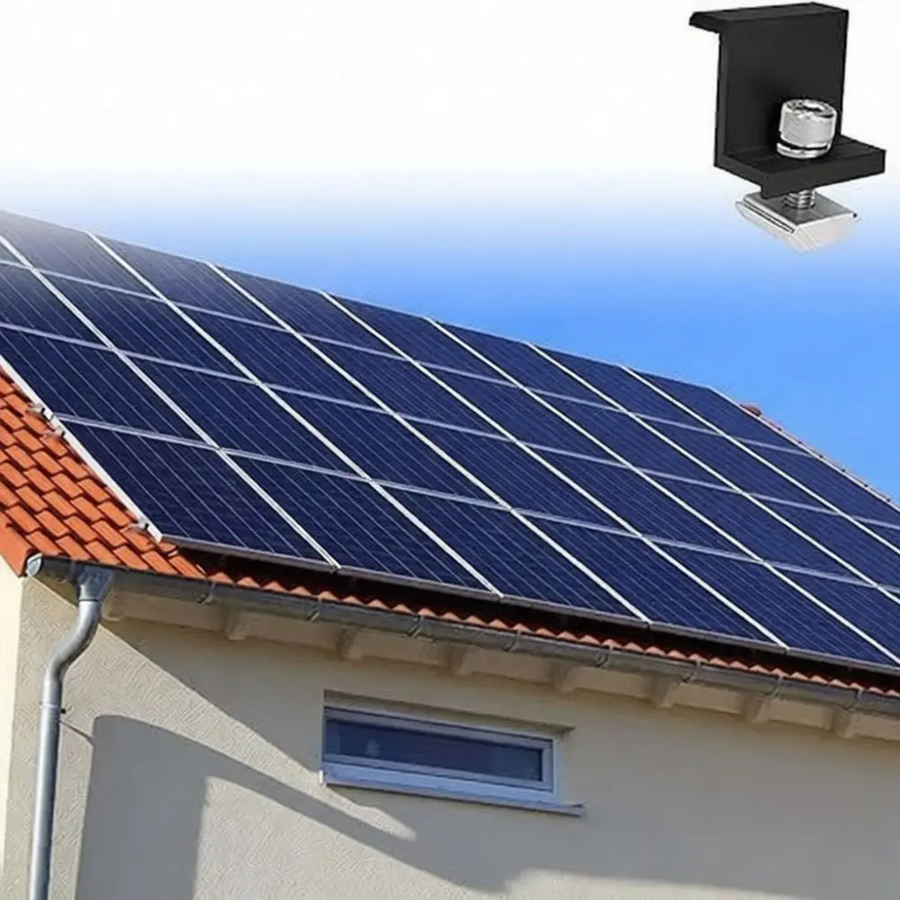 Aluminum Alloy Solar Clamps Black Oxidized Finish Photovoltaic Mounting Kit Roof Panel Fixation System Installation Brackets