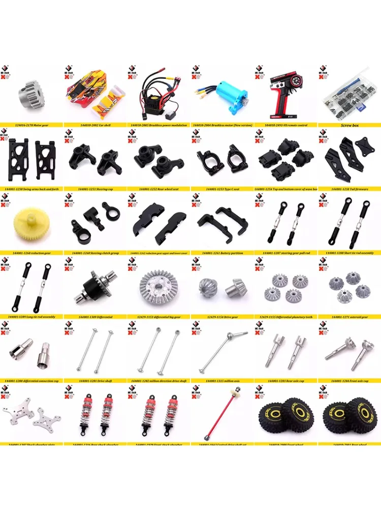 Wltoys-Pièces de rechange pour voiture RC, bras oscillant ESC C, siège C, boîte d'onde ou.com, kit d'amortisseurs, 144010, 1/14 d'origine