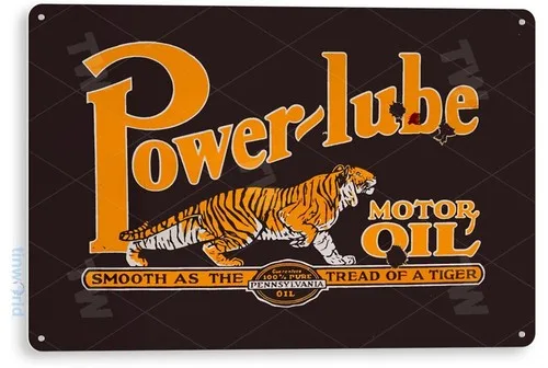 TIN SIGN Power-Lube Motor Oil Sign Gas Station Garage Auto Shop A149 --Tin Sign