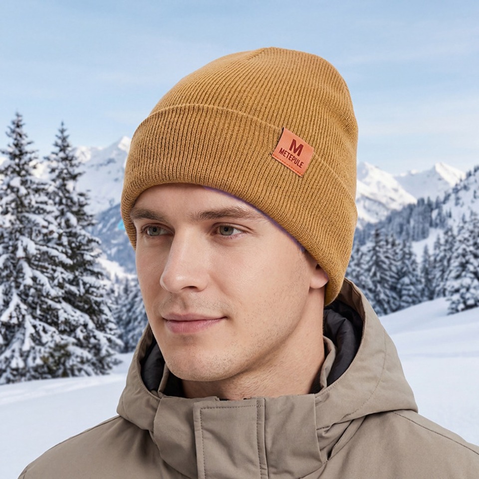 Men Women Knitted Beanie Hat Solid Color Acrylic Warm Winter Cap Classic Cuffed Skullcap Outdoor Streetwear One Size