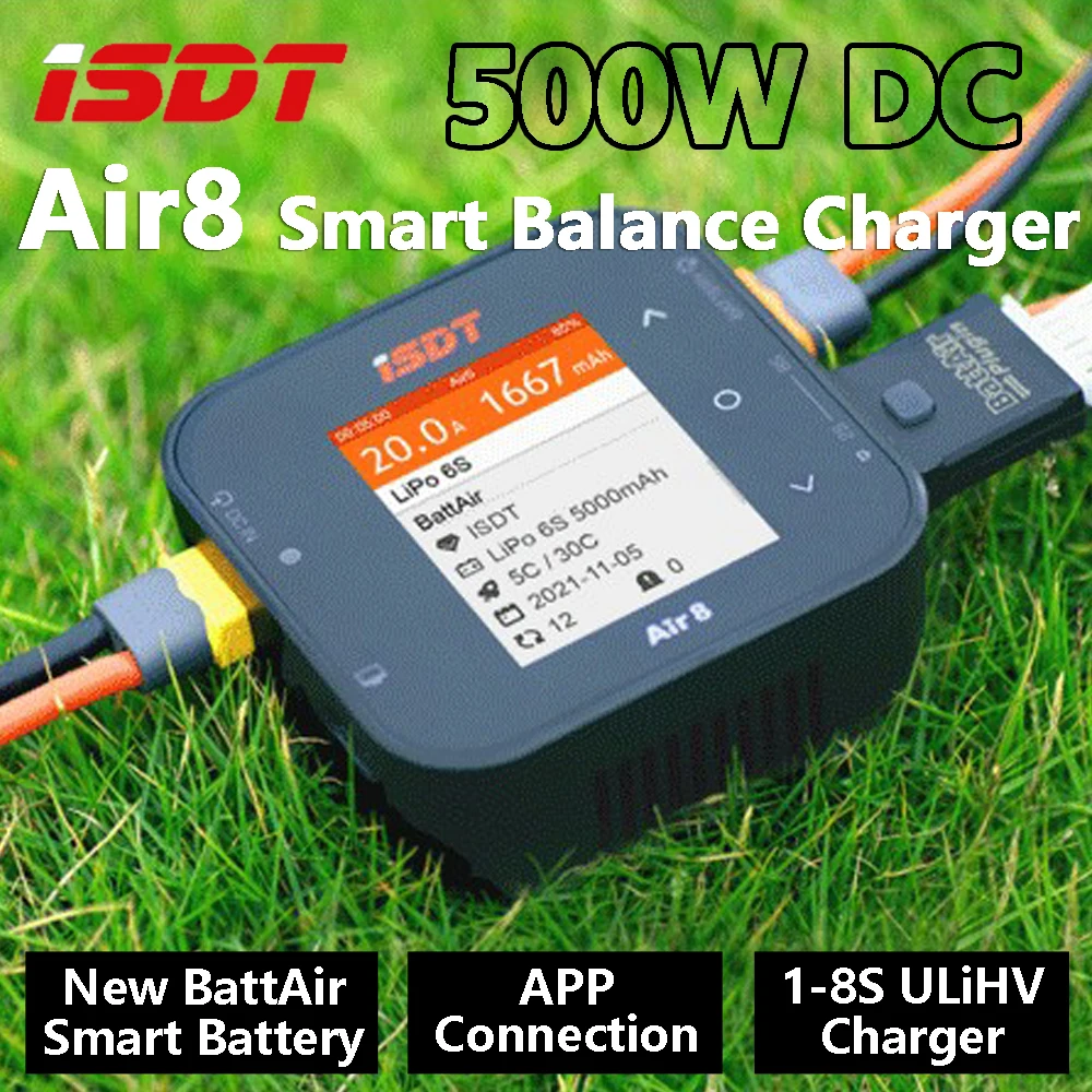 

ISDT Air8 20A 500W DC Smart Balance зарядное устройство Поддержка новой BattAir Smart Battery/APP Connection/Support 1-8S ULiHV зарядное устройство