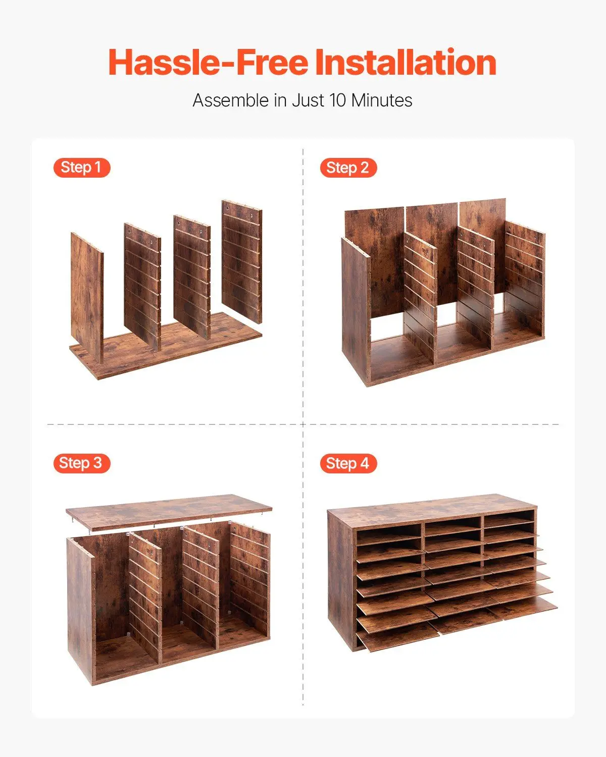 منظم أدب خشبي مكون من 24 حجرة مع أرفف قابلة للإزالة، فارز صندوق بريد المكتب، فارز الملفات الخشبية للمكتب والمنزل