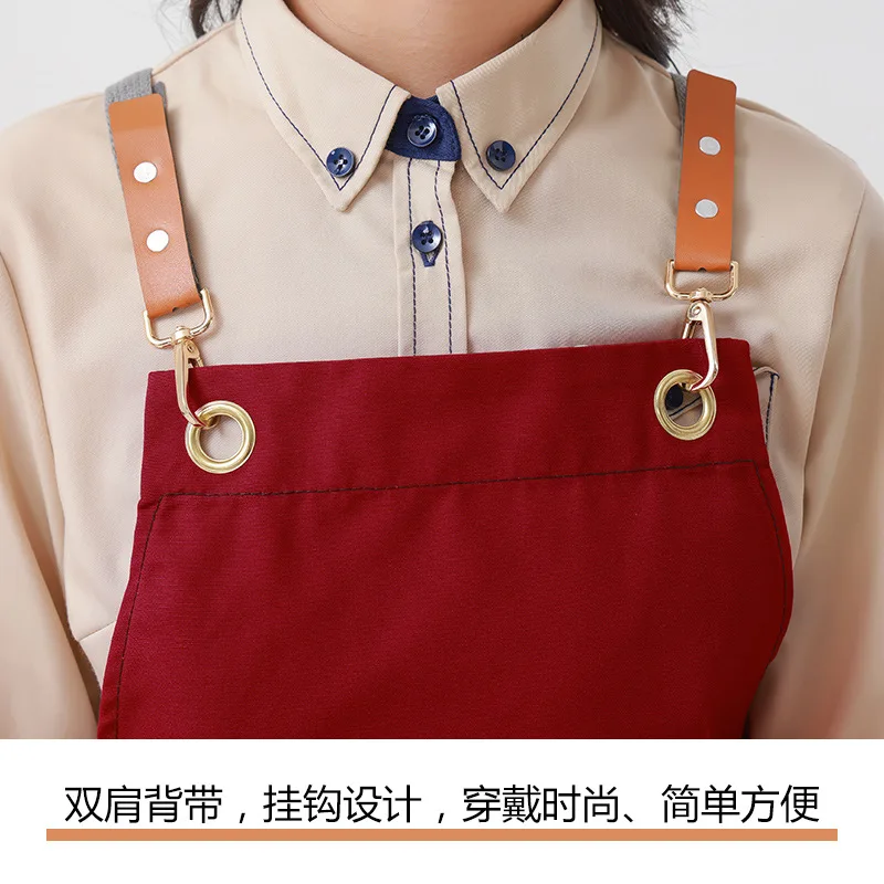 Canvas apron custom nail salon coffee milk tea shop catering baking apron work clothes wholesale