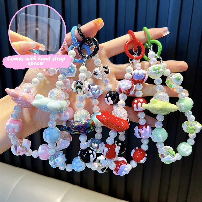 Y2K Candy Color Phone Case Lanyard Airplane Beaded Cute Phone Chain Keyring Anti-Lost Mobile Phone Strap Camera Charm Pendant