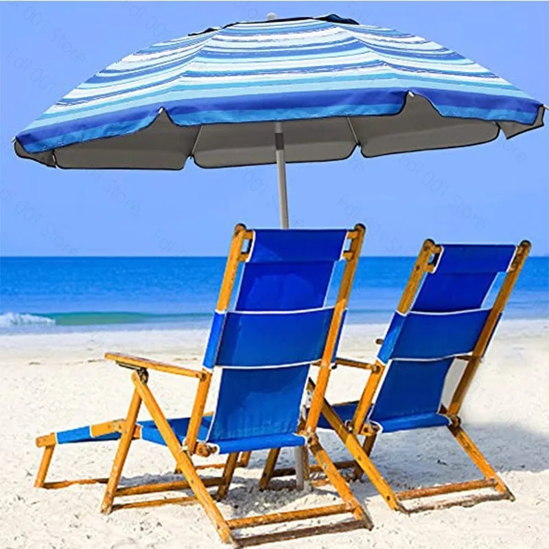 2.2 meters aluminum alloy striped beach umbrella outdoor seaside leisure sunscreen