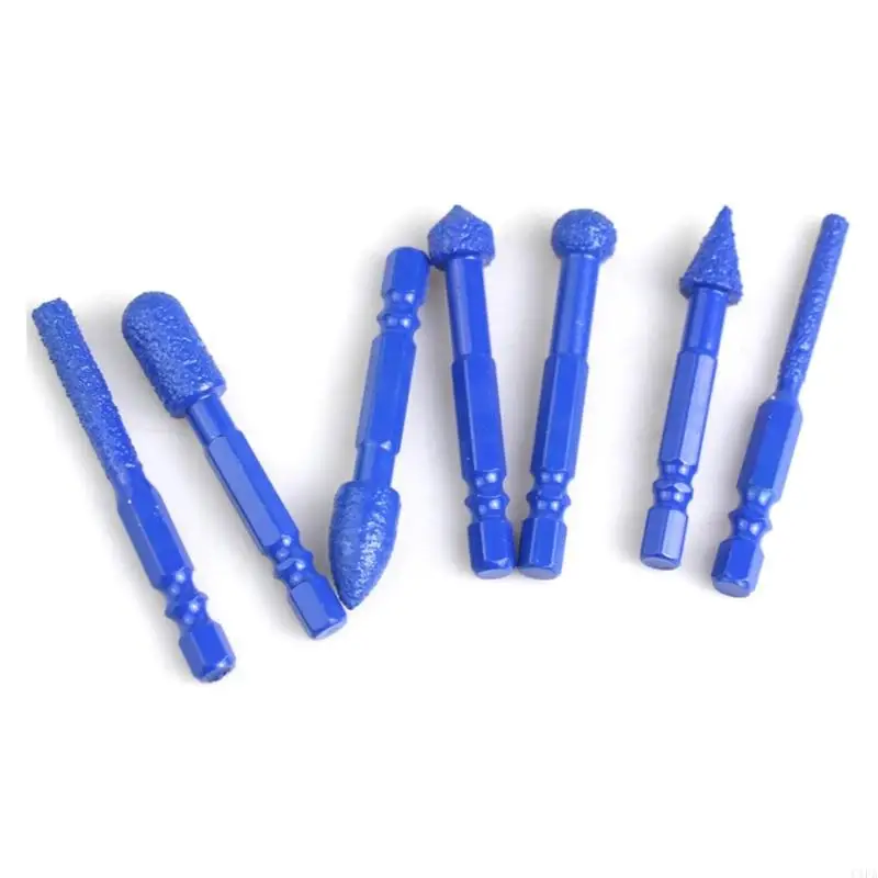 7PCS Shank Diamond Grinding Heads High Manganese Steel Tools