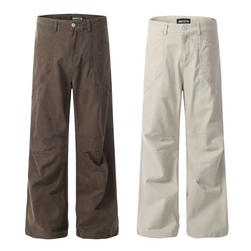 OR FL American Retro Barne Style 100 Cotton Women Cargo Trousers Cleanfit Advanced Staraight Slacks Women's Y2k Wide Leg Pants