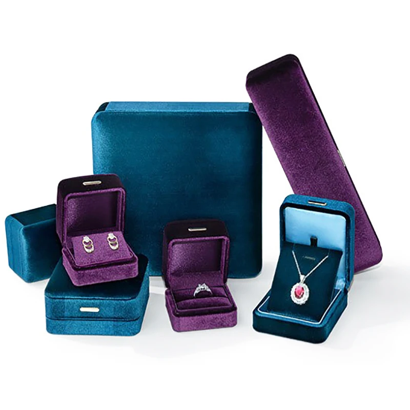 

High-end Velvet Jewelry Box Ring Gift Packaging Box Pendant Bracelet Earring Necklace Storage Display Case Wedding Jewelry Case
