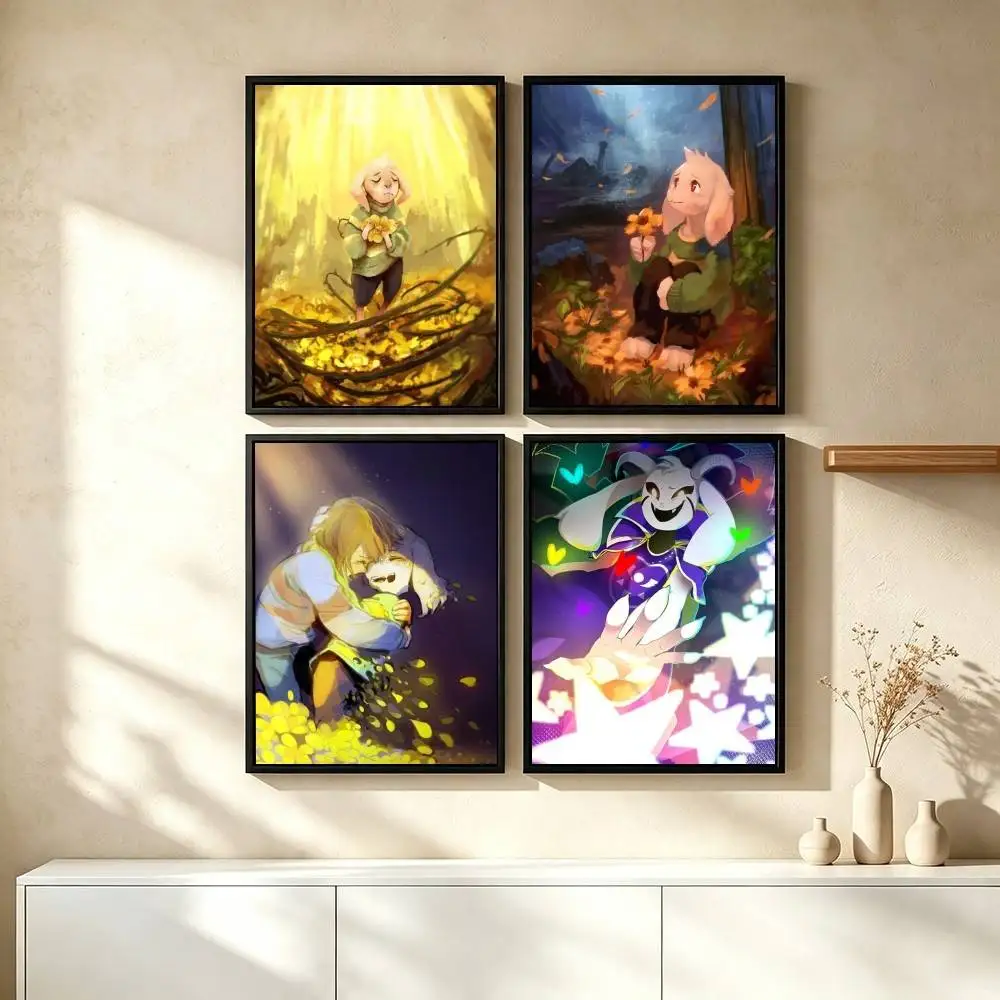 U-Undertale Asriel Dreemurr Poster Waterproof Wall Art Sticker For Bar Living Room Vintage Decor High Quality Print Gift