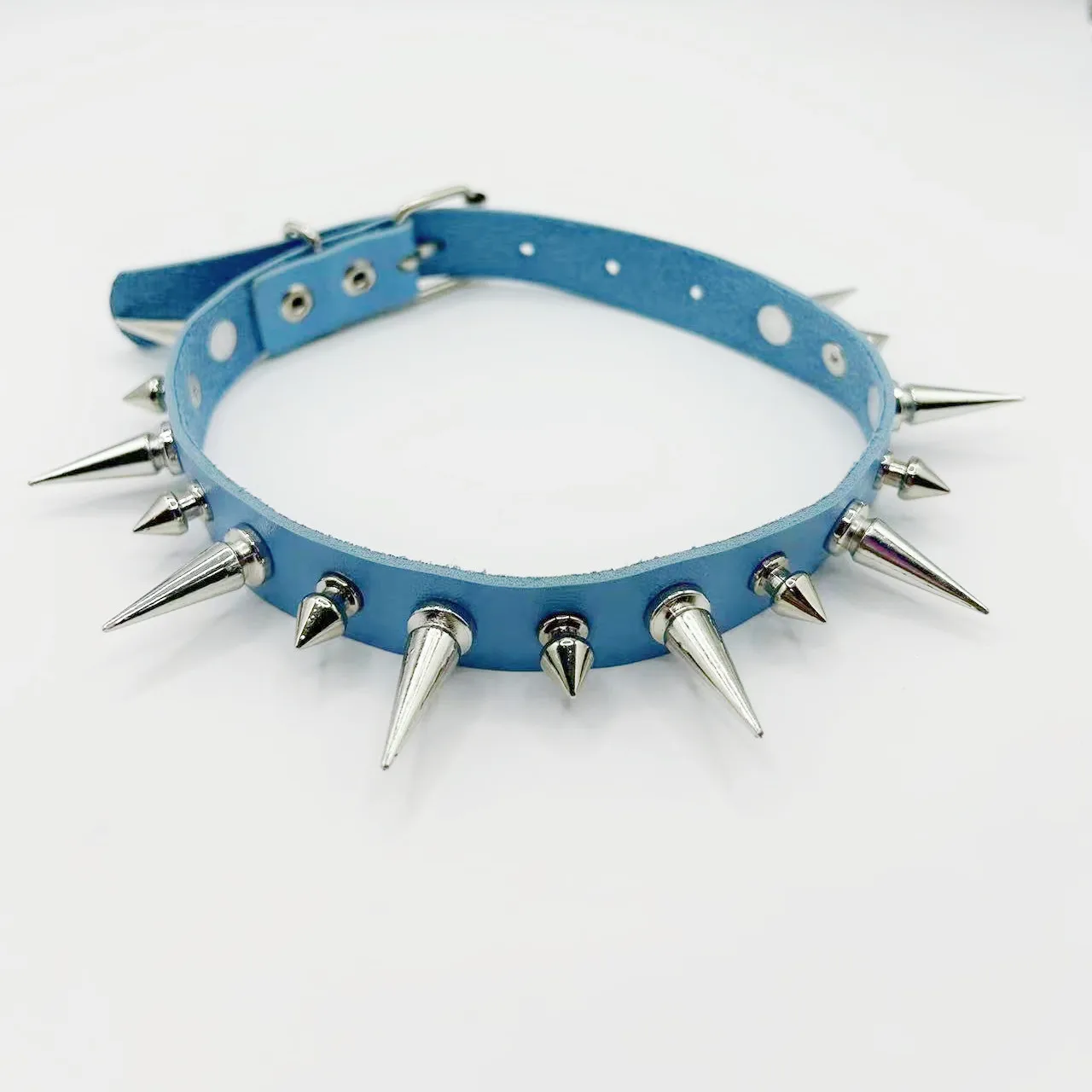 Damen-Gürtel, Punk, Gothic, sexy, schwarz/rosa/weiß/lila, mit Stacheln, aus Kunstleder, Y2K-Halskette, geeignet für Damen, für Partys. – Detail 13