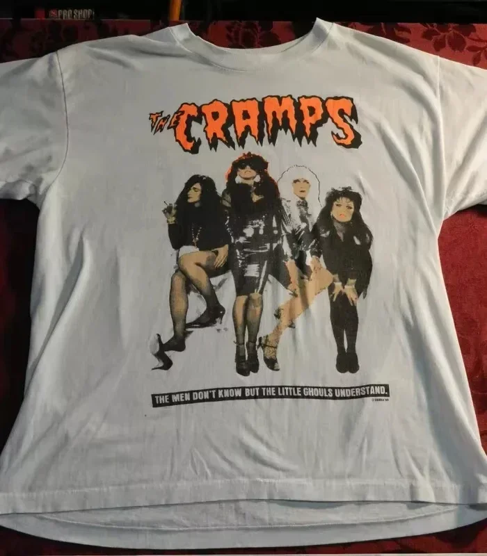 Remake The Cramps 1988 Tour White T Shirt Graphic Tee Vtg NH Graphic Camicia a maniche corte Unisex Uomo Donna Estate Tees
