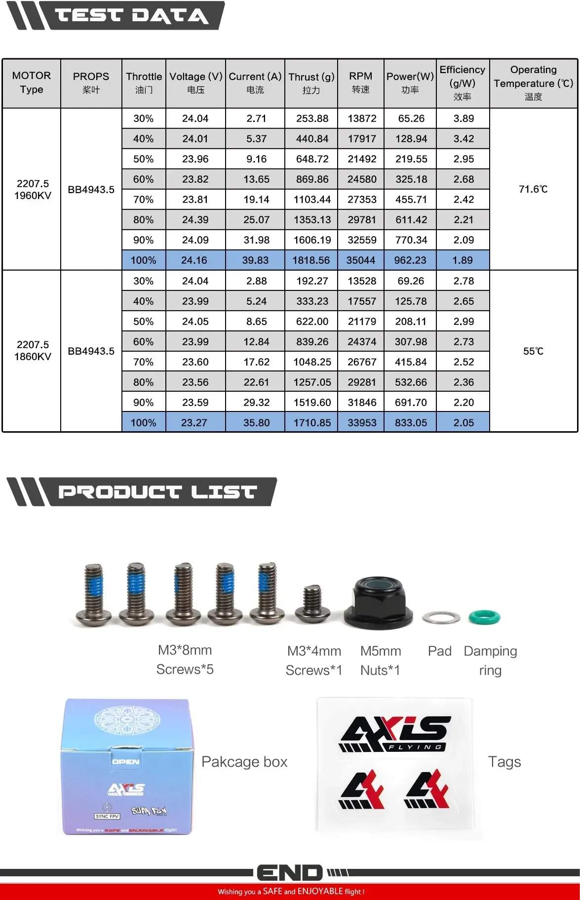 Axisflying Motor Bando 2207.5 6S 1860KV 1960KV Brushless Motor for FPV Freestyle 5inch Cinewhoop Cinematic Drone