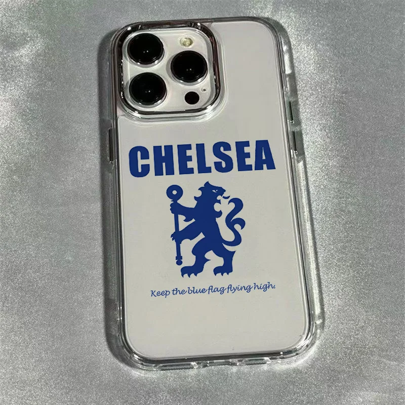 Fußball-Handyhülle für iPhone 17 16e 16 15 14 13 12 11 mini Pro Max X XR XSMAX 8 7 Air Plus Transparente Weiche C-Chelsea Hülle
