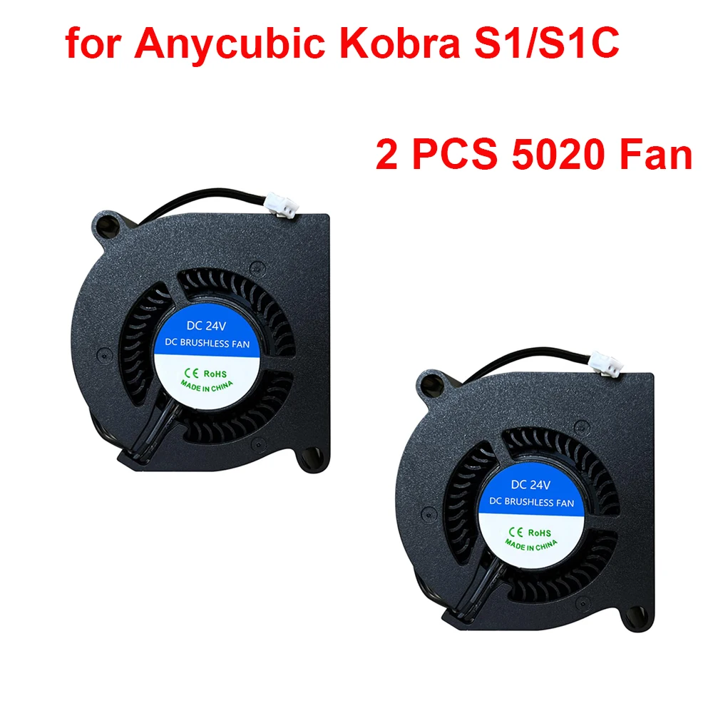 

S1 Hotend Fan 5020 Вентилятор с двойным шарикоподшипником DC 24 В Осевой охлаждающий вентилятор Экструдер Hotend Вентилятор для Anycubic Kobra S1 Combo