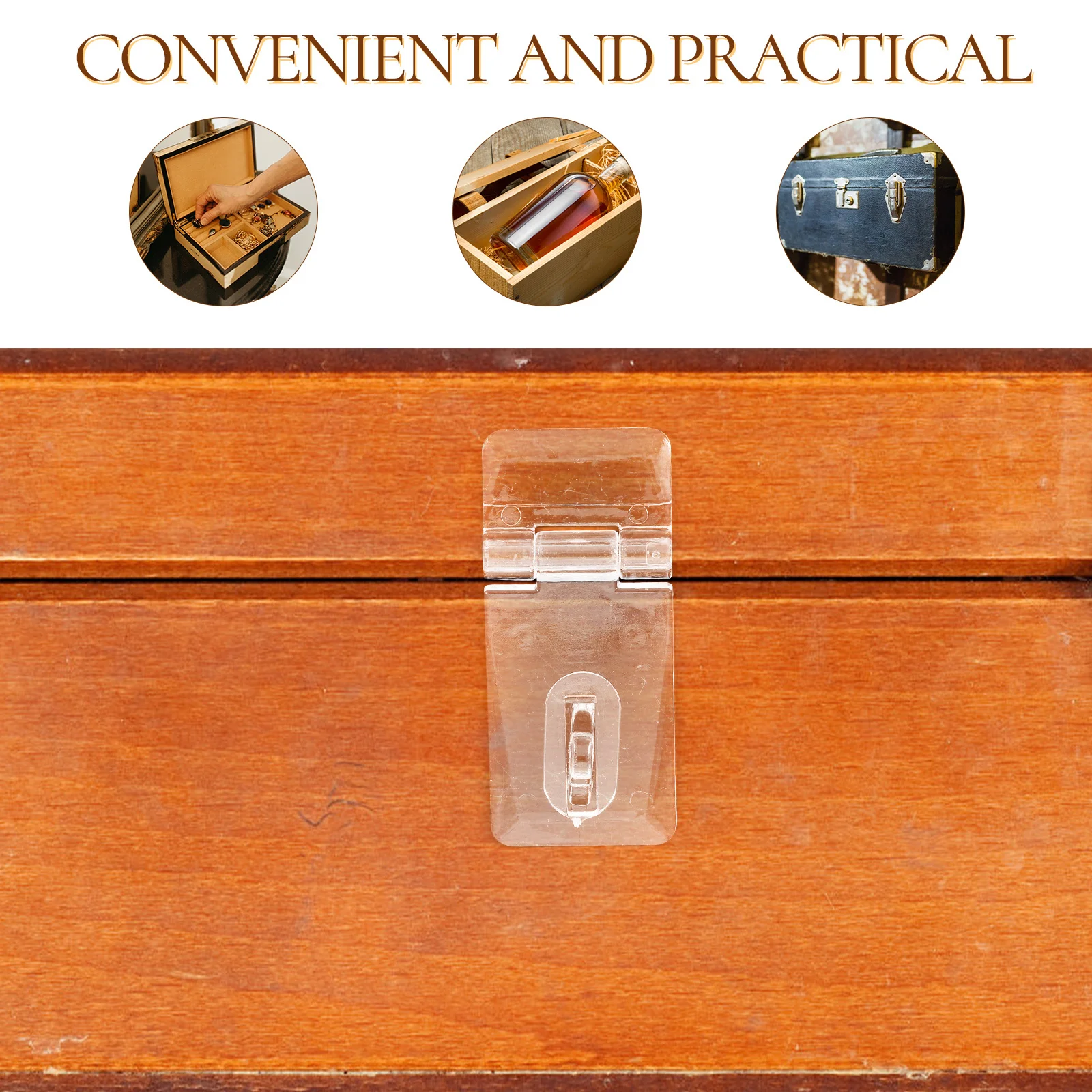 

12 set Transparent Acrylic Hasp Buckle Flat Mount For Jewelry Box Cabinet Diy Storage Clear Plastic Latch Hinge Clasp Fastener