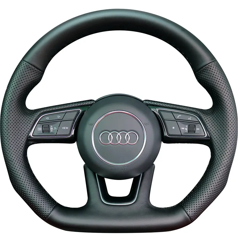 

Для Audi A3 (8V) A4 (B9) Avant A5(F5) A1 (8X) Sportback Q2 Нескользящий черный чехол на руль из натуральной кожи с ручной прошивкой