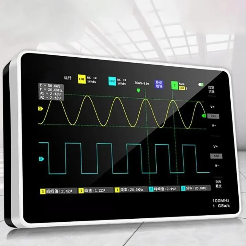 #67082 1013D Plus Oscilloscope Portable 7-inch Thin Film Transistor LCD Touch Screen 100x High Voltage Probe 2 Channel