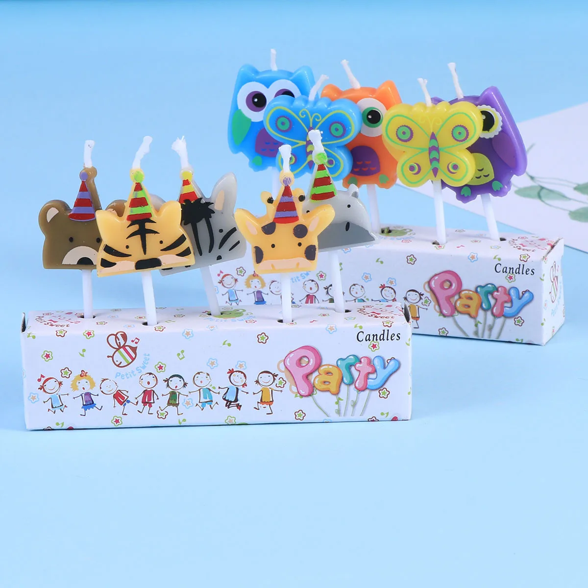 5Pcs Cartoon Animal Candles Safe Paraffin Wax Smoke Free Birthday Cake Toppers for Childrens Parties and Celebrations