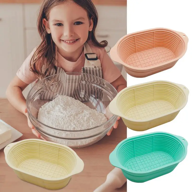 Proofing Baskets Oval Dough Proofing Bowls Bread Making Kit Silicone Sourdough Baking Supplies Large Foldable Baking Tools For