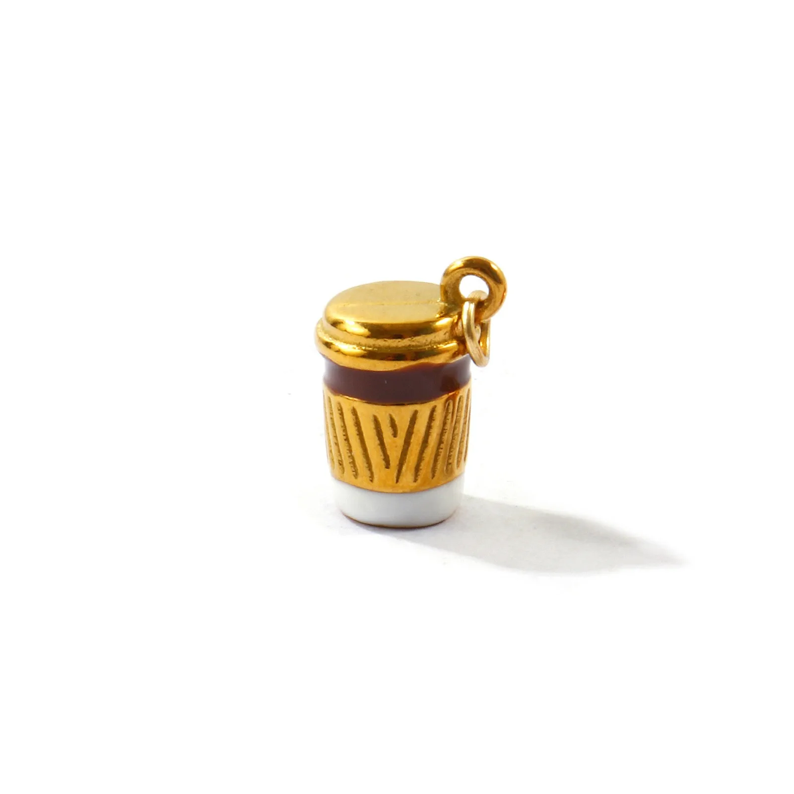 2 Stück 3D Emaille-Anhänger Donut Eiscreme Kaffeetasse Edelstahl 18K vergoldete Anhänger DIY Schmuckherstellung Halskette Großhandel – Detail 1
