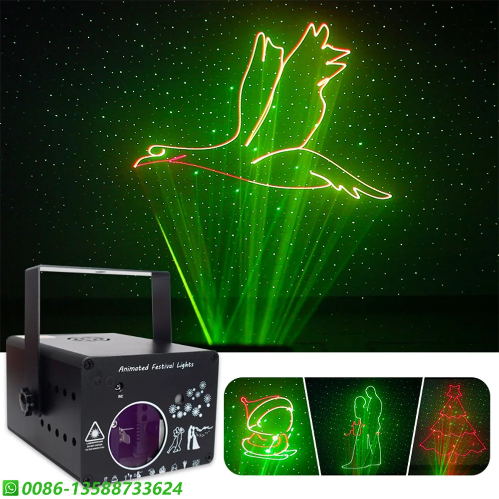 Animation RG Laser Festival Lights Starry Pattern Remote Control Christmas Party KTV Stage Lighting Decoration Dj Disco Laser