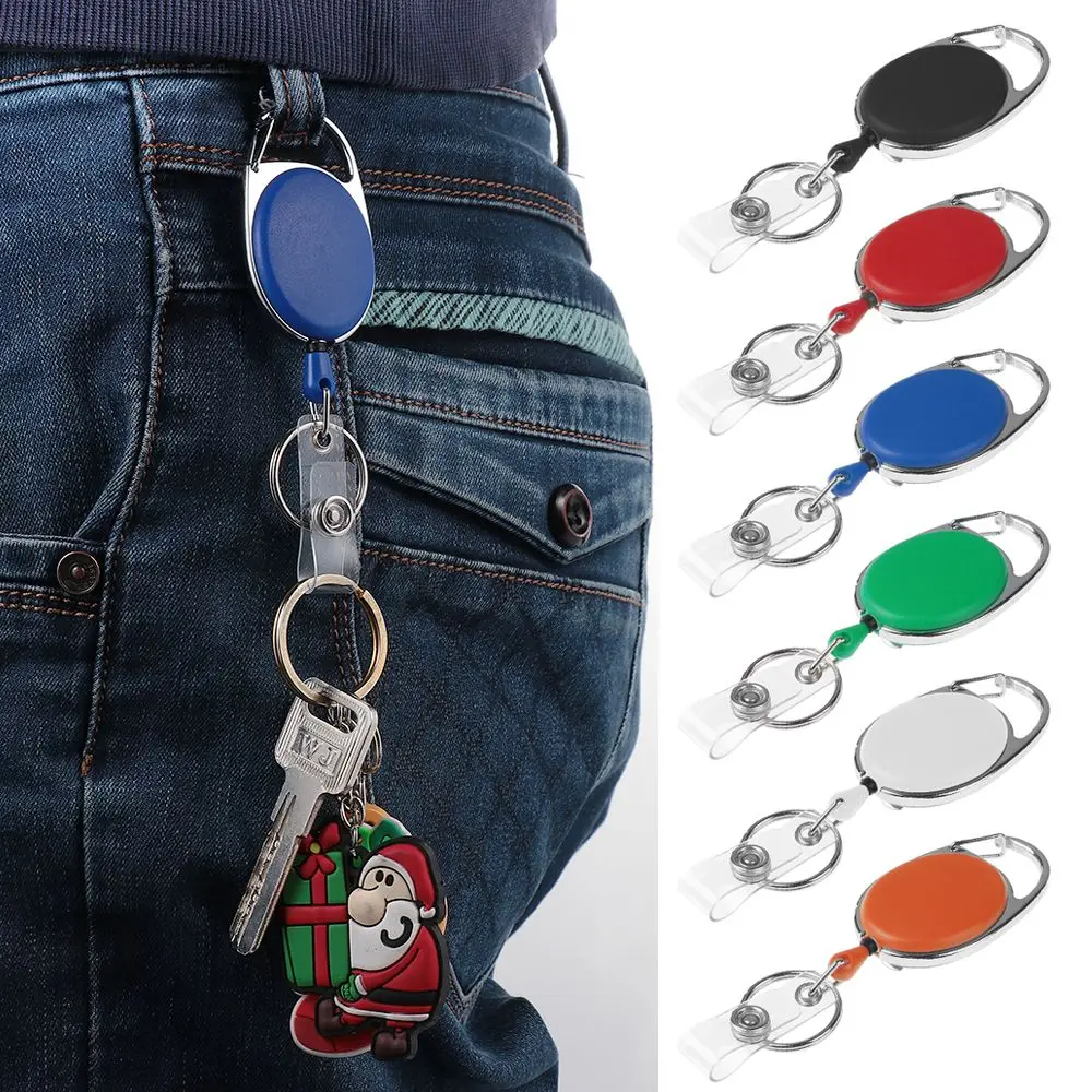 Durable Belt Clip Key Ring Chain Clips Badge Reel Retractable Pull Keychain ID Lanyard Name Tag Card Holder