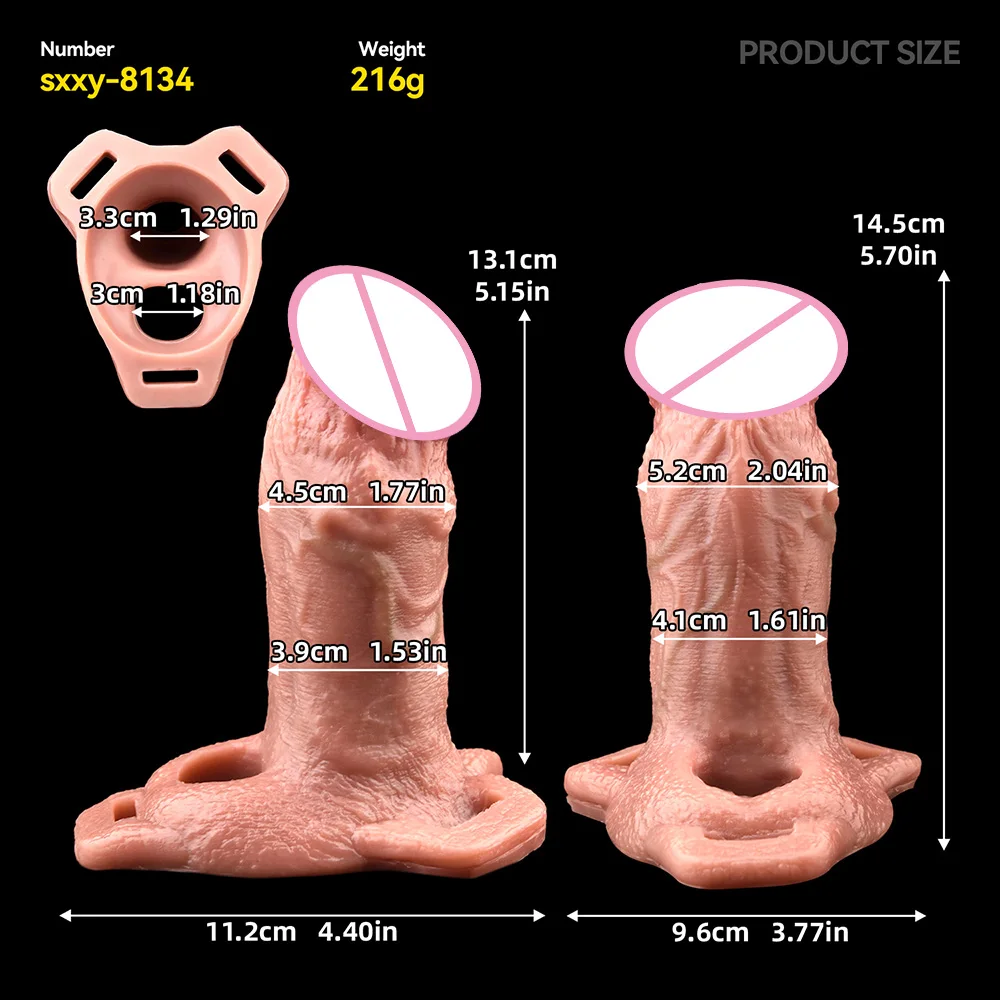 SXXY Adjustable Strapon Penis Sleeve насадка на член For Men Adult 18+ Delay Ejaculation Flexible Hollow Realistic Dildo Sleeve view 2