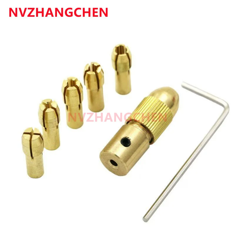 7PCS Copper Brass Collet Various Mini Electric Drill Bits Electric Drill Self-tightening Drill Bit Chuck Drill Chuck Adapter