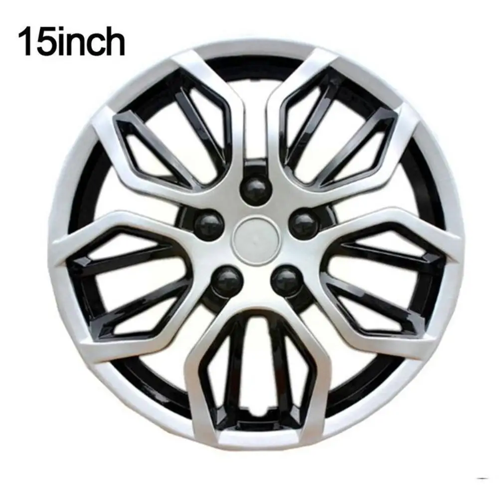 15 Inch Universal Car Wheel Cover Silver Black Wheel Car Cover Wheel Modification Car Parts W3Y1