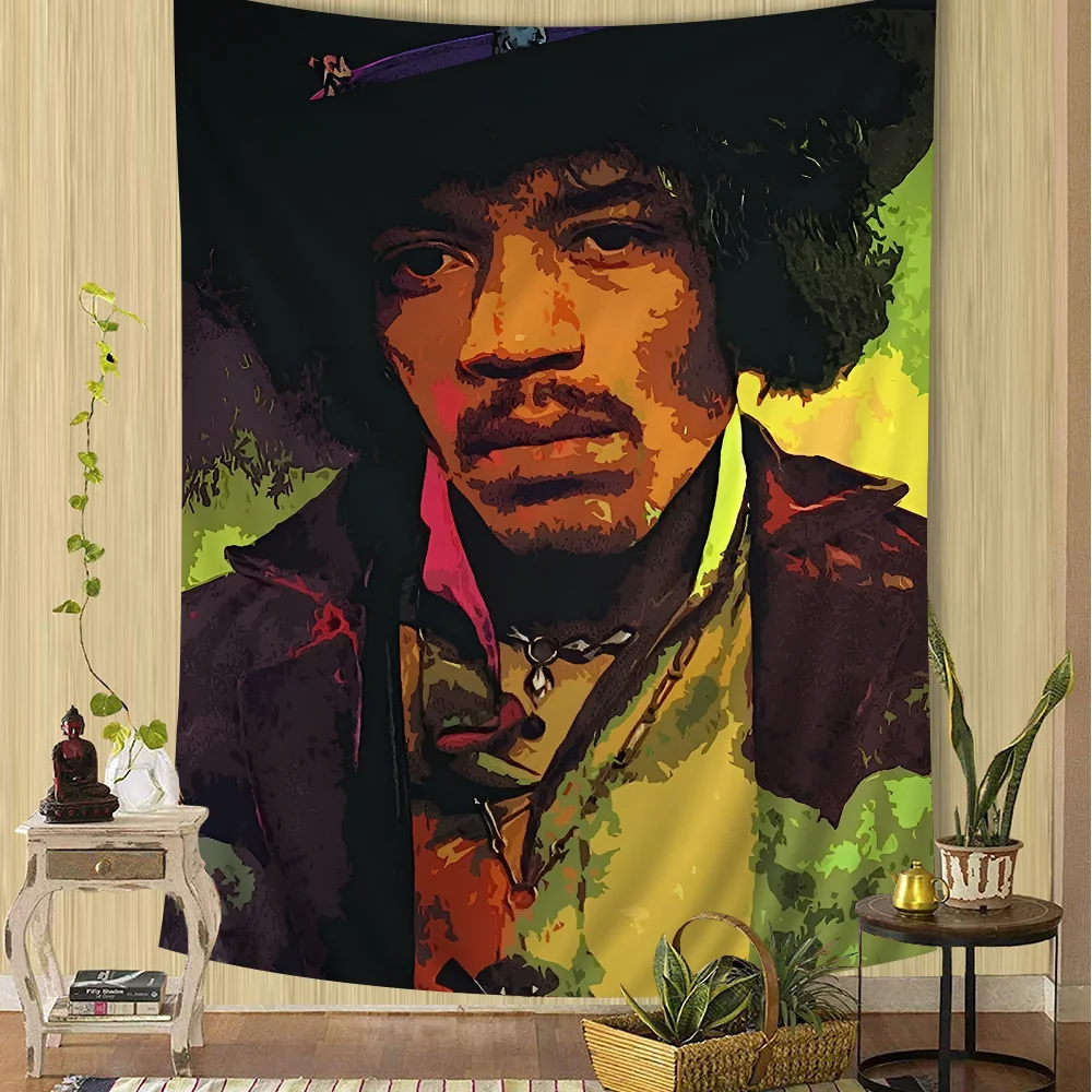 Jimi Hendrix DIY Wall Tapestry Hippie Flower Wall Carpets Dorm Decor Wall Art Decor