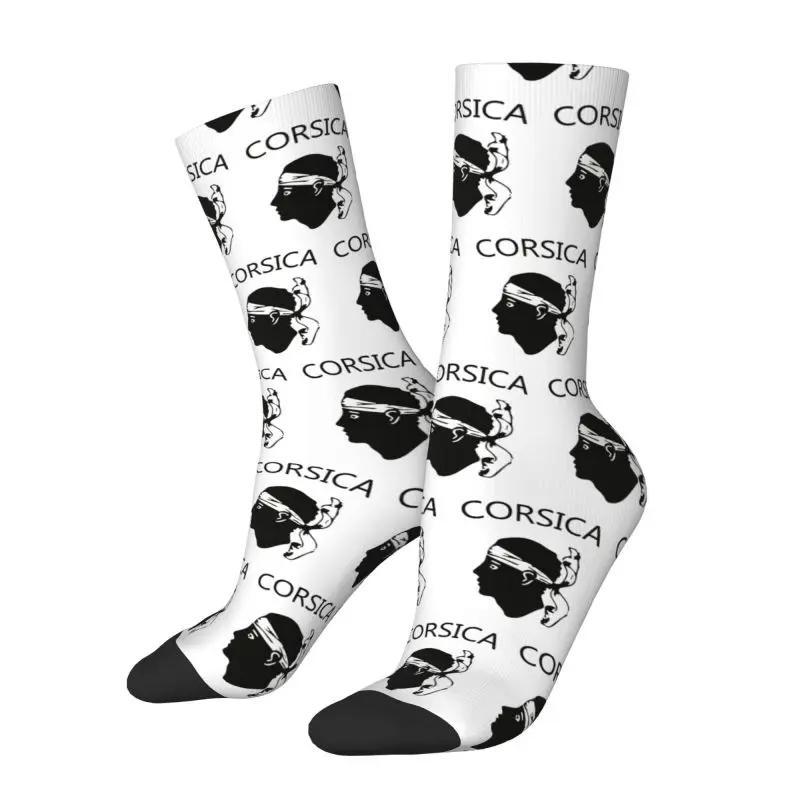 Corsica Corse Flag Head France Mens Crew Socks Unisex Cute Spring Summer Autumn Winter Dress Socks