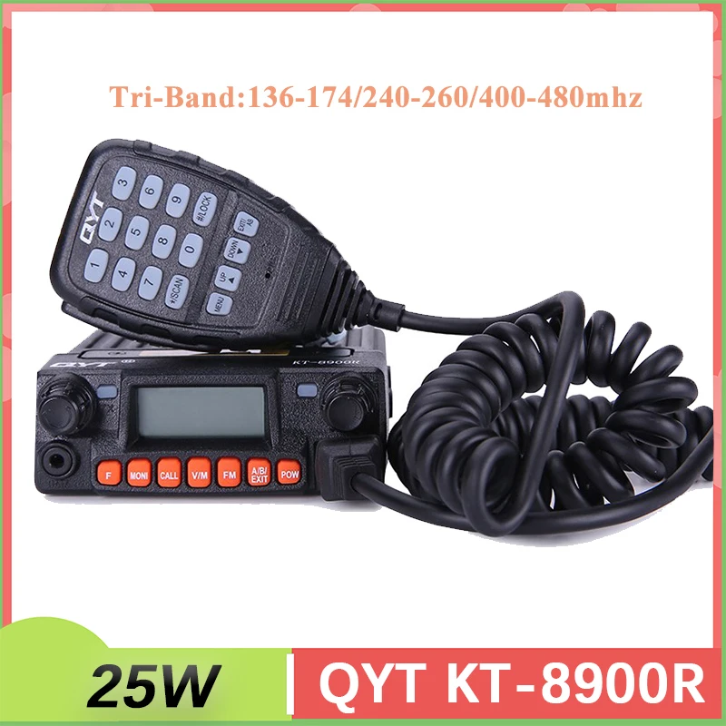 QYT KT-8900R Car Mobile Radio Station 25W Tri-Band 136~174&240-260&400~480MHz 200Channels Amateur Ham Walkie Talkie Transceiver