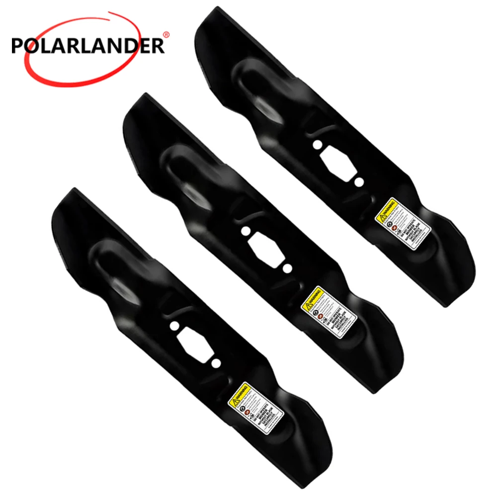 Heavy Duty High Lift Mower Blades 3 Pack Anti‑Rust Powder‑Coat for 50 Inch Lawn Mower Deck Replacement Parts