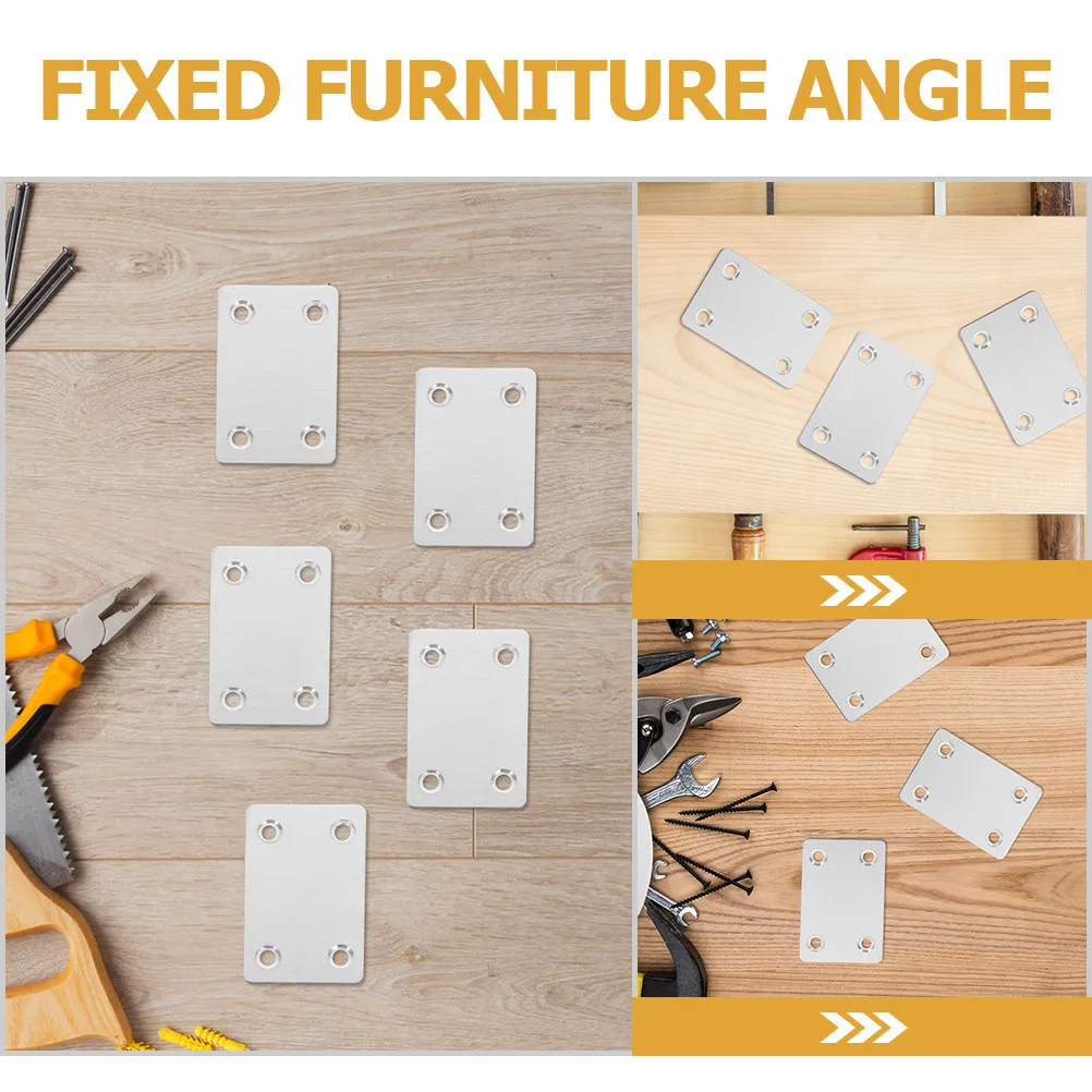 30Pcs Rustproof Stainless Steel Flat Mounting Plate Heavy Duty Straight Bracket for Wood Connection Furniture Repair Shelf