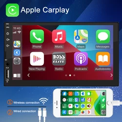 Pantalla completamente táctil HD de 7 pulgadas para coche, reproductor MP5, Carplay, Android, USB, Bluetooth, tarjeta TF, pantalla táctil con cámara de marcha atrás HD