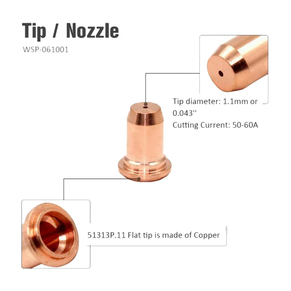 PT60 قطب البلازما MT52582 نصائح الفوهات MT51313P1 1، متوافق مع شعلة القطع IPT 60، أداء يمكن الاعتماد عليه، مجموعة 20 قطعة