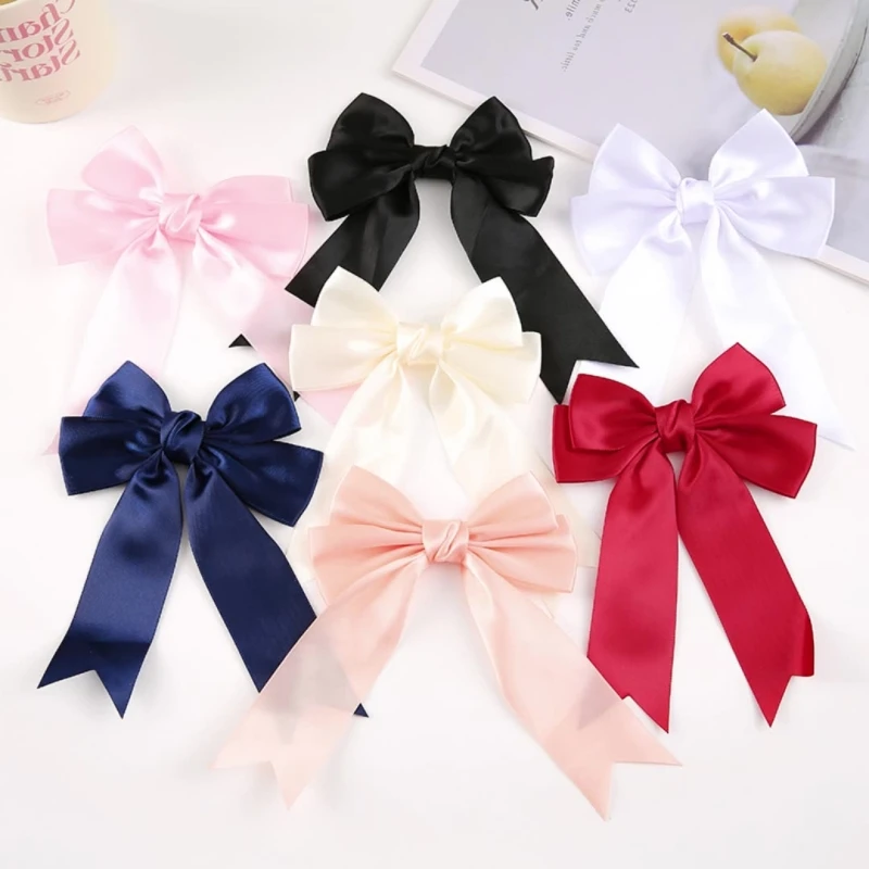 4Pcs/Lot Large Satin Ribbon Bow Double Layered Silky Bow for DIY Crafts Party Wedding Decoration Hairpin Ornament Accessories