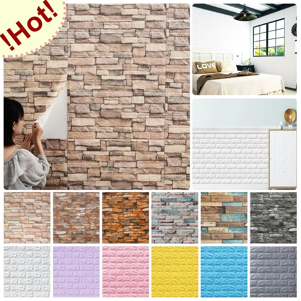 3D Brick Wall Sticker Strong three-dimensional 77*70cm Monochrome and Retro adesivos de parede paper Bring the fun of home life